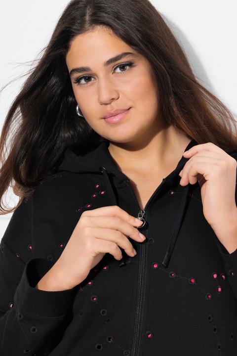 Produktbild Ulla Popken Sweatjacke, Lochstickerei, Oversized, Langarm (46, 48)