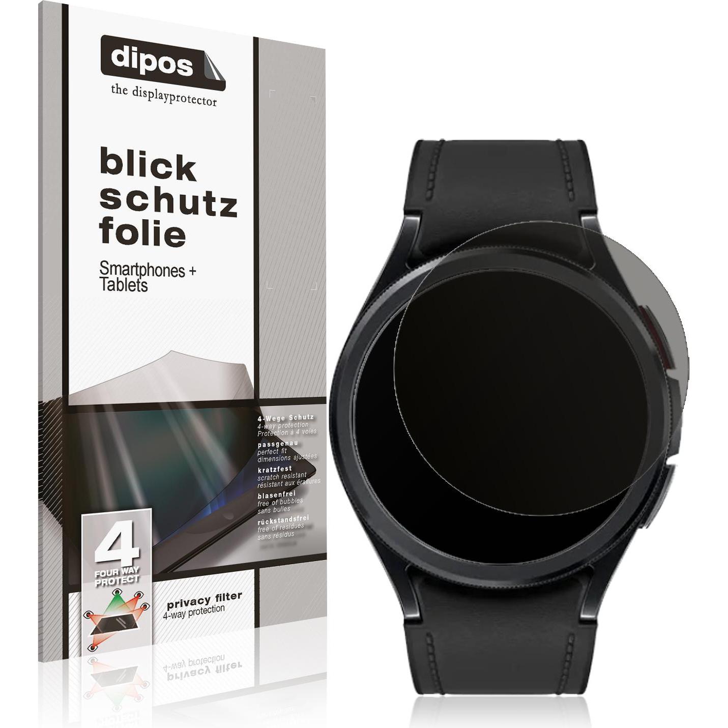 Dipos Blickschutzfolie 4-Way Privacy, Smartwatch Schutzfolie, Transparent