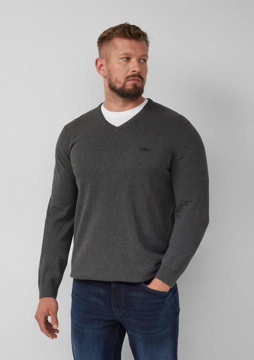 Produktbild s.Oliver Strickpullover Strickpullover mit Logo-Stickerei (XXL)
