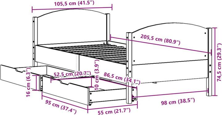 Image du produit vidaXL Bettgestell (100 x 200 cm)