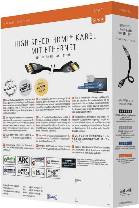 Produktbild Inakustik HDMI (Typ A) — HDMI (Typ A) (0.75 m, HDMI, 2.0)