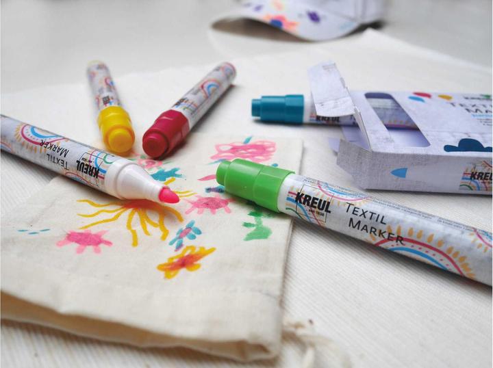 Produktbild Kreul Textil Marker Junior (Neonpink, Hellgrün, Gelb, Hellblau, 4 mm, 5 x)