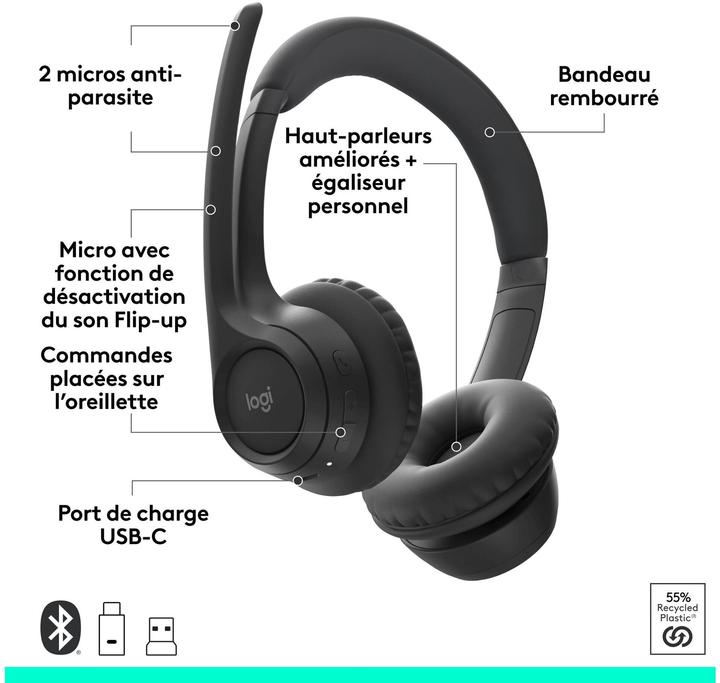 Immagine prodotto Logitech Zone 305 (Senza fili, USB-C, Google Meet, Zoom)