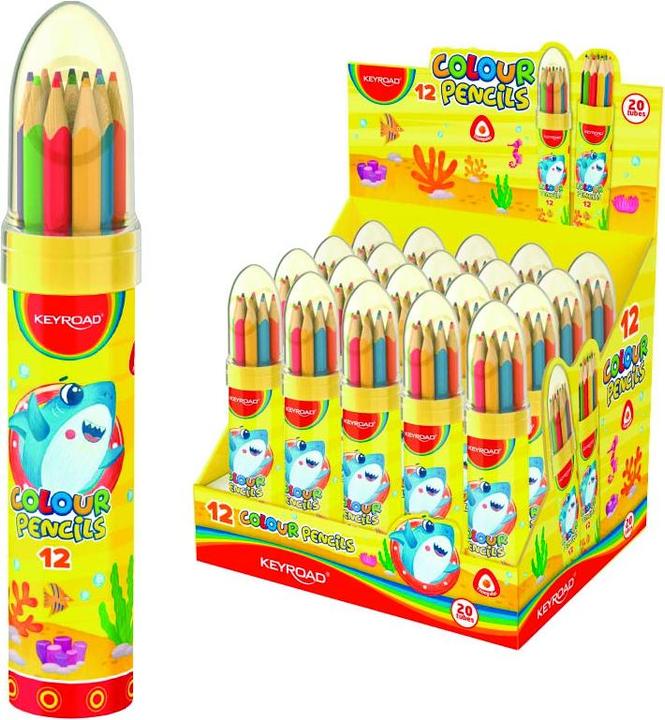 Immagine prodotto Keyroad Pastelli a matita, triangolari, in tubo di metallo a forma di razzo, 12 pezzi, display, mix di (12 x)