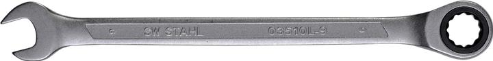 Actual product image SW-Stahl 03510L-9 Fork ring ratchet spanner 9 mm I fine-toothed with 72 teeth I open-end spanner with R (9 mm)