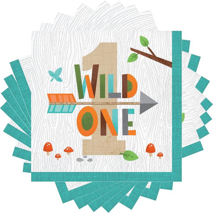 Image du produit Creative Party - Serviettes de table WILD ONE (16 pcs, 16.51 x 16.51 cm)