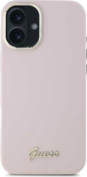 Guess GUHCP16MSMBSLP iPhone 16 Plus 6.7" różowy/pink hardcase Silicone Script Metal Logo & Frame