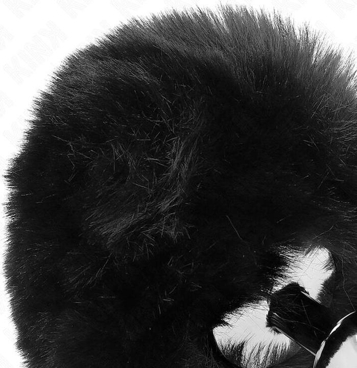 Actual product image Kink Stainless Steel Plug 7 x 3 cm With Black Rabbit Tale Made Of Plastic Fur 8 cm