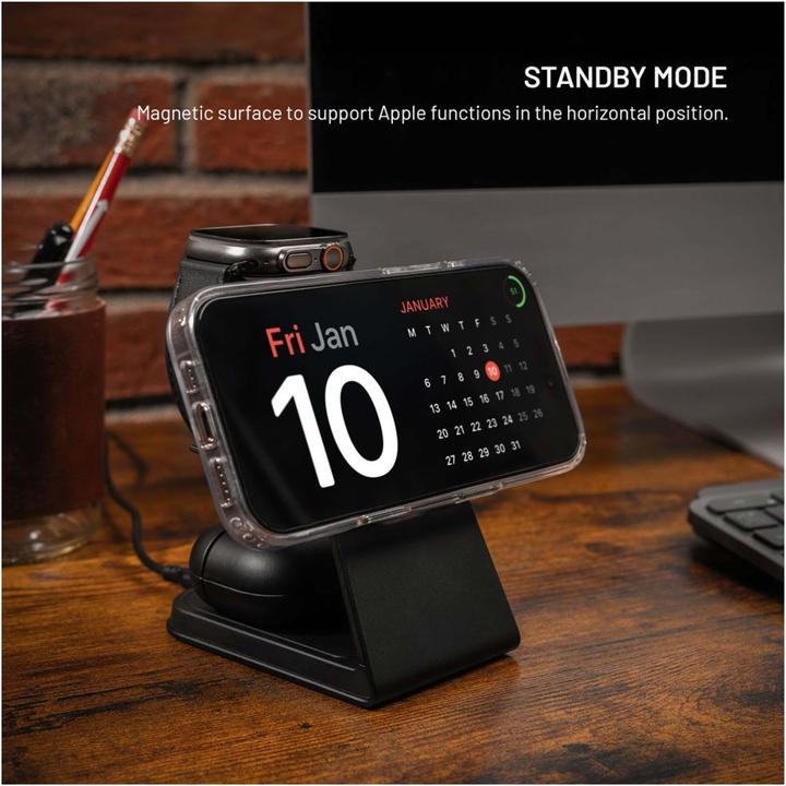 Produktbild Fixed 3-in-1 MagSafe Wireless Charging Station, black (30 W)