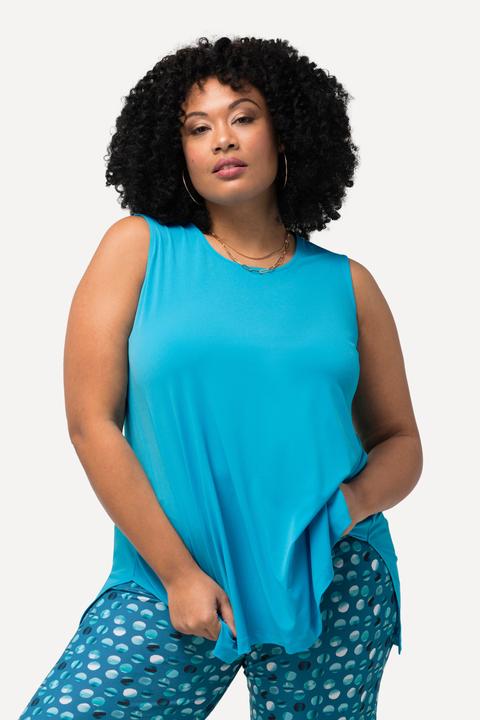 Produktbild Ulla Popken Jerseytop, Zipfelsaum, A-Linie, Rundhals, ärmellos (58)