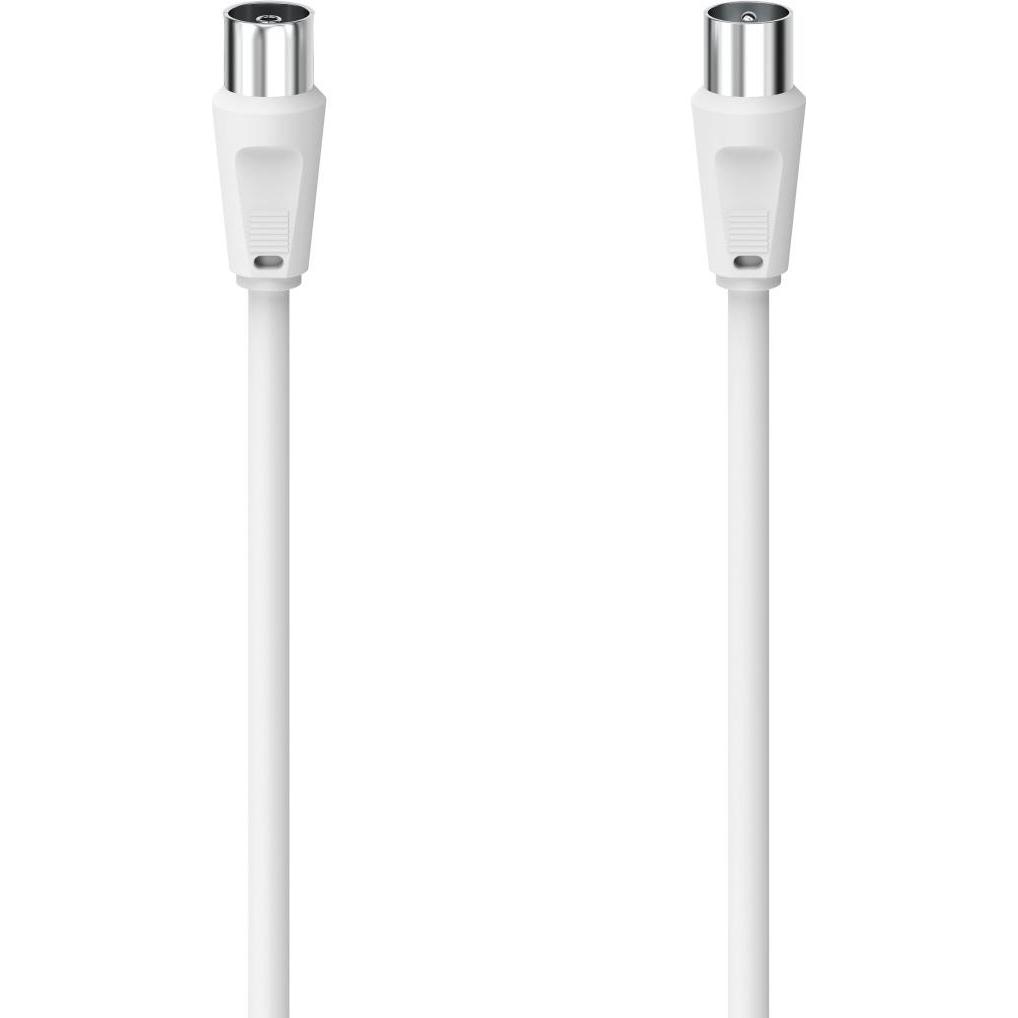 Hama Antennen-Kabel, Koax-Stecker - Koax-Kupplung, 5 m, 75 dB, Weiss (75 dB, Antennenkabel), Antennenkabel