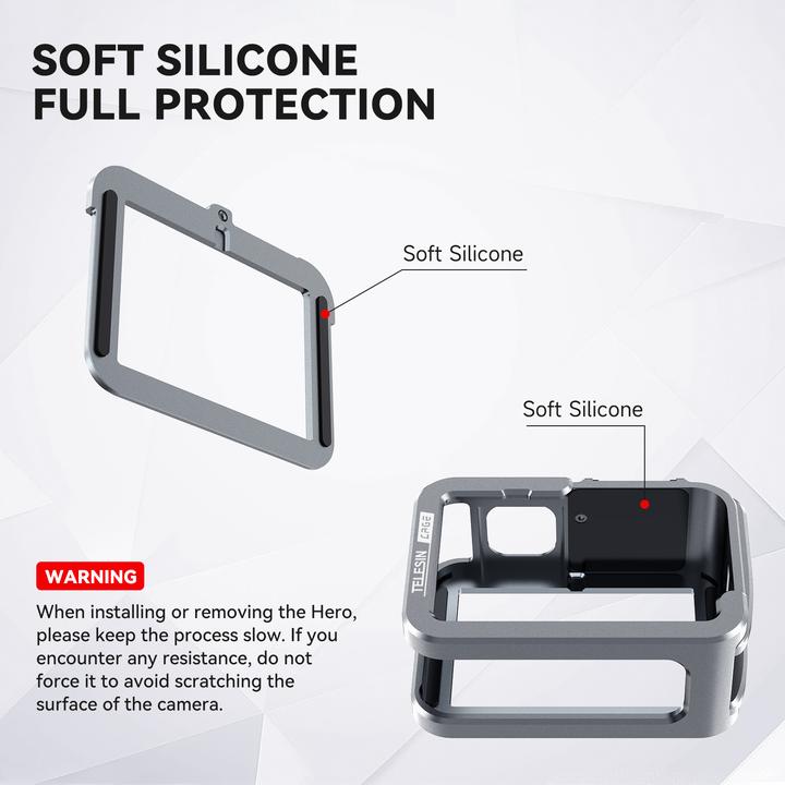 Actual product image Telesin Metal Cage V2 For GoPro HERO 13/12/11/10/9 (T-S6-FMS-14-TGP)