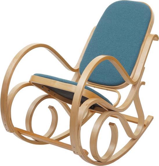 Produktbild Swisshandel24 Schaukelstuhl, Schwingsessel Fernsehsessel, Massiv-Holz - Eiche-Optik, Stoff/Textil grün