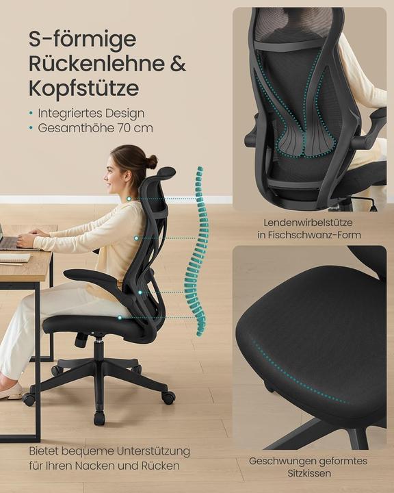 Produktbild Songmics Ergonomischer Schreibtischstuhl mit Kopfstütze