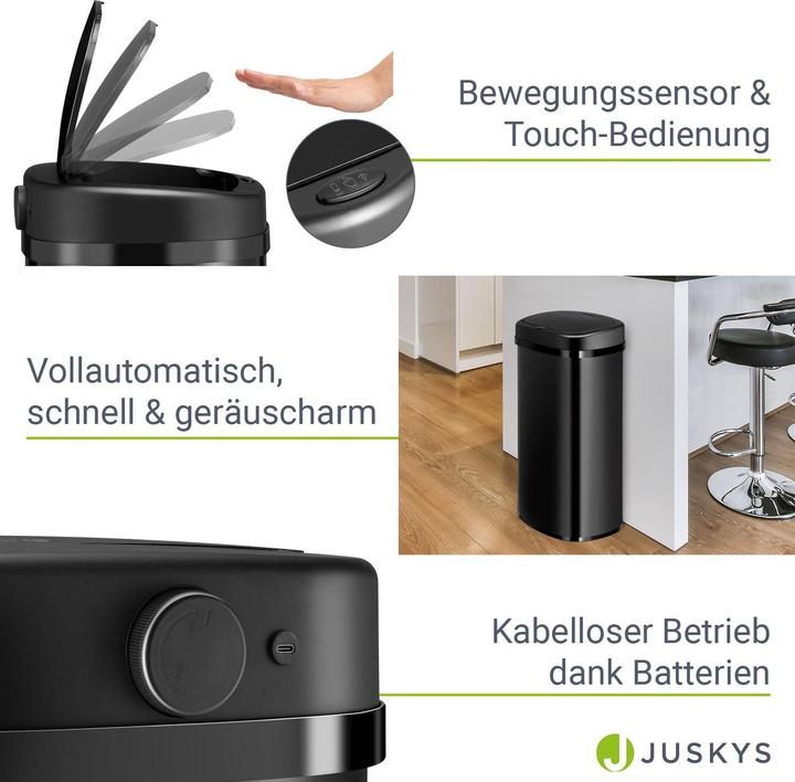 Image du produit Juskys Mülleimer 60L viereckig mit Sensor - Schwarz (60 l)