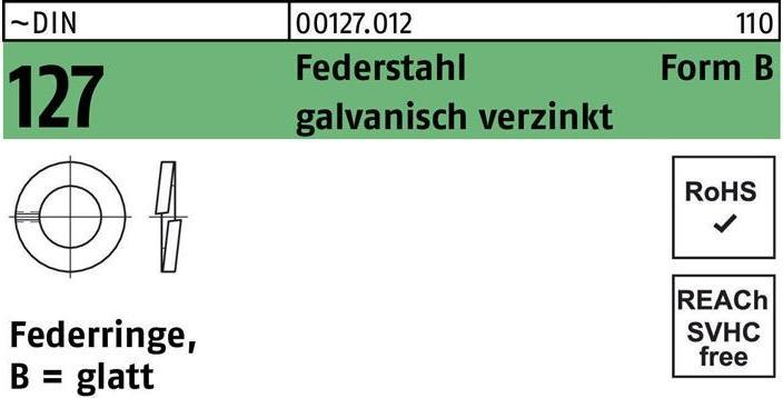 Produktbild Federring DIN 127 B 10 Federstahl galvanisch verzinkt