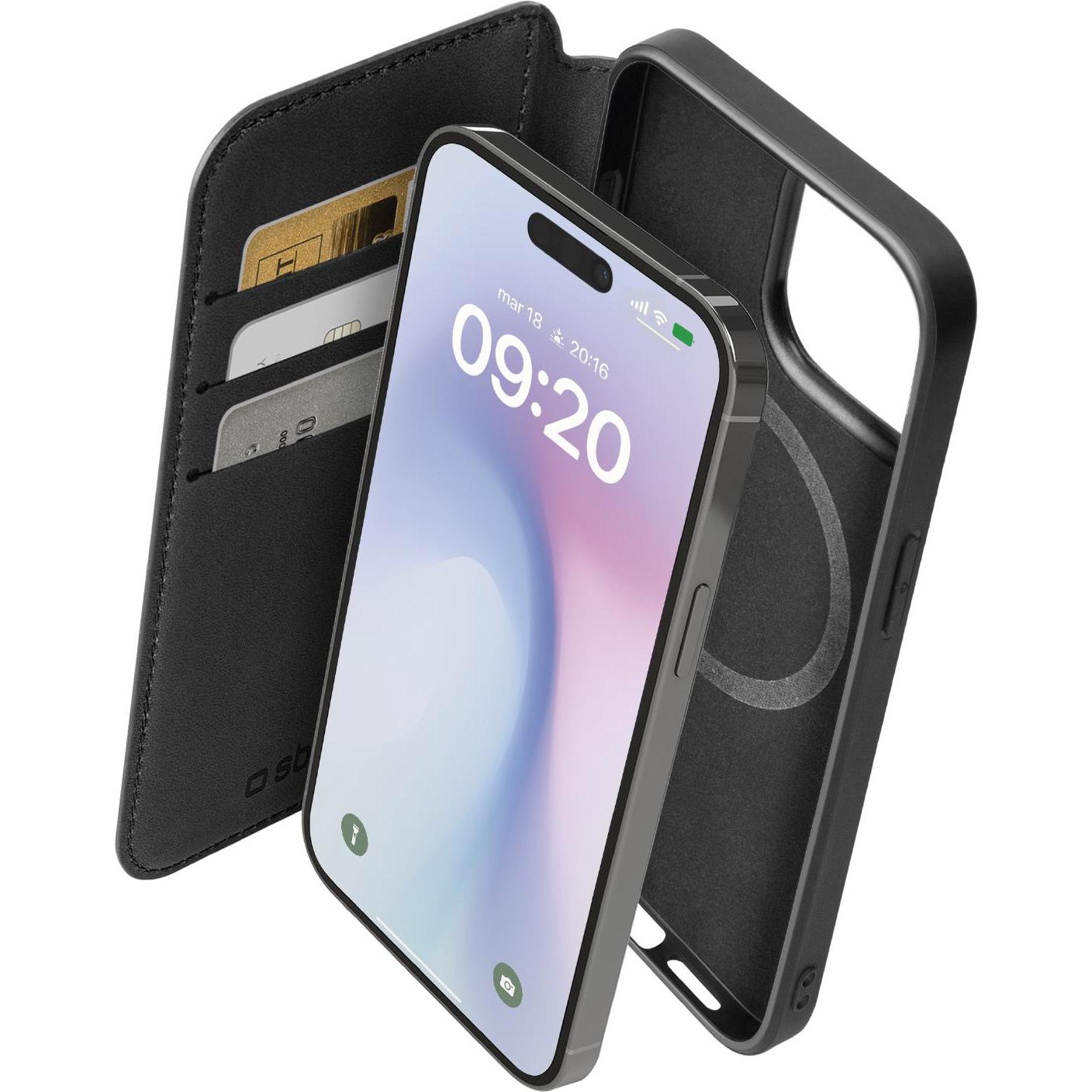 SBS Wallet Case (Apple iPhone 16 Pro Max), Smartphone Hülle, Schwarz