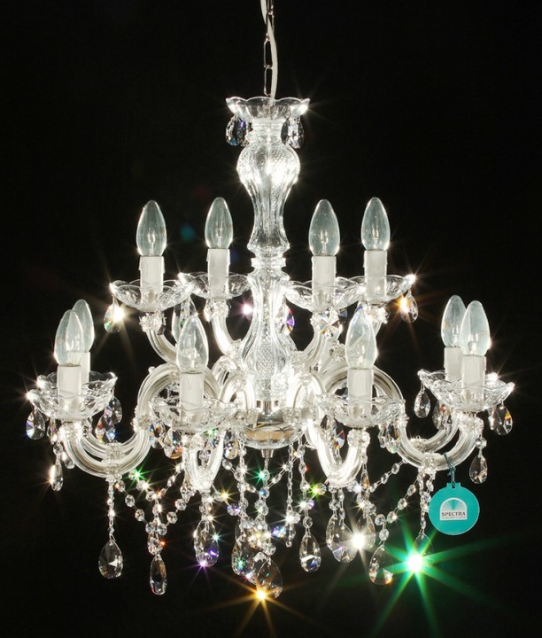 Produktbild TL 12-armiger Kronleuchter Ø60cm mit SWAROVSKI® Kristallen, silberfarben (60 cm)