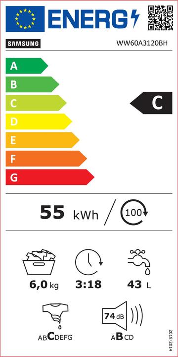 Energie-Label Samsung WW60A3120BH/LE (6 kg, Links)