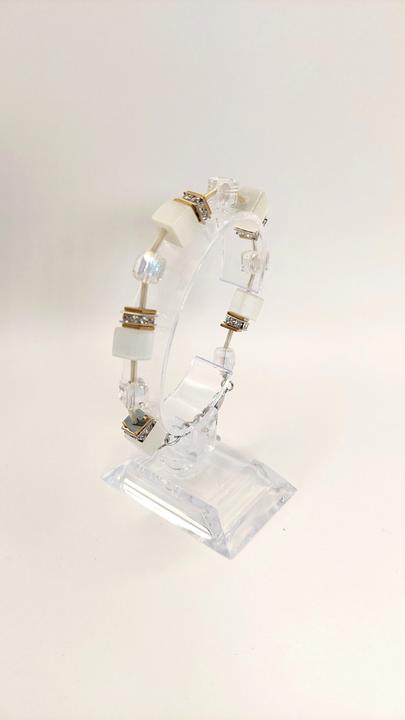 Immagine prodotto Signé Bracciale Signè con cubo in acciaio inossidabile bianco rodiato No.2 (Metallo, Vetro, Senza piombo, Senza cadmio, Ottone rodiato in ottone rodiato, Acciaio inossidabile, cristalli sintetici, Senza nichel)