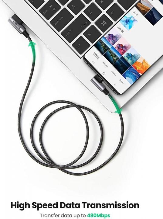 Image du produit Ugreen Câble de recharge rapide USB C à angle droit (0.50 m, USB 2.0)