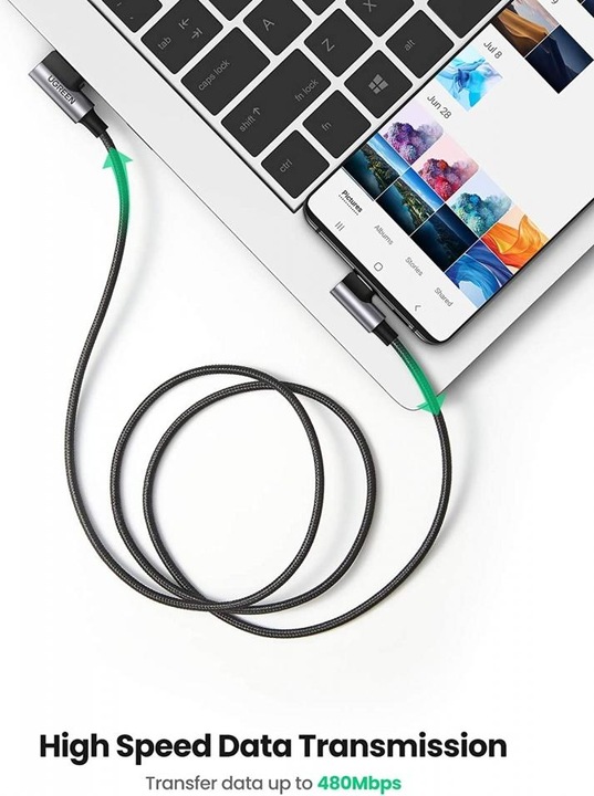 Actual product image Ugreen Right Angle USB C Quick Charging Cable (0.50 m, USB 2.0)