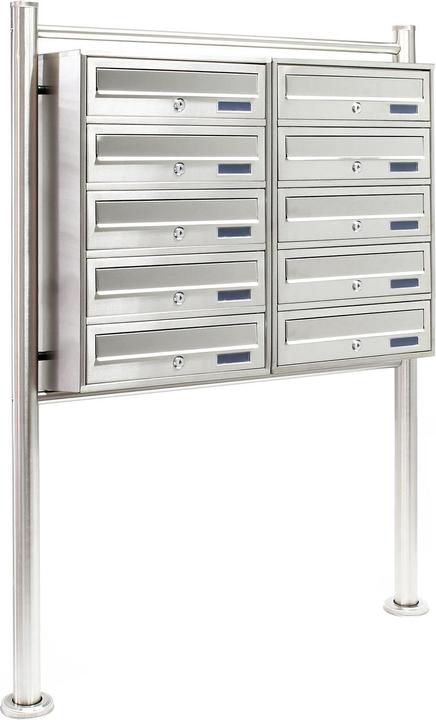 Wiltec 10 letterbox system stainless steel 2x5 compartments free-standing letterbox Letterbox