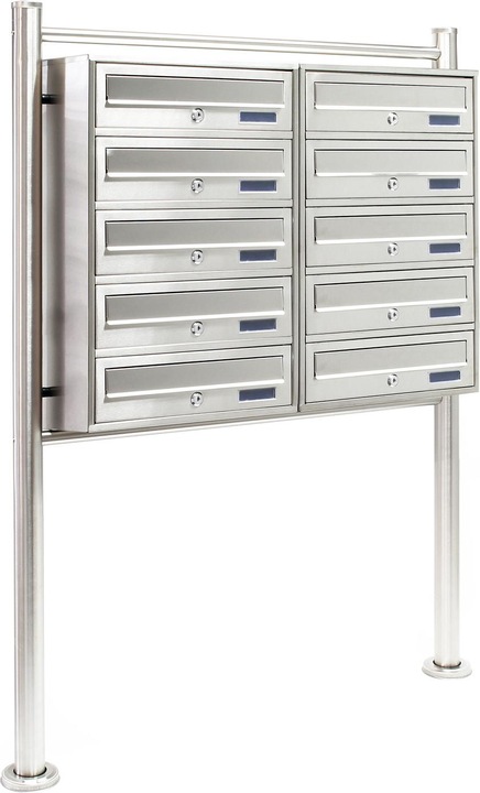 Produktbild Wiltec 10er Briefkastenanlage Edelstahl 2x5 Fächer Standbriefkasten Briefkasten