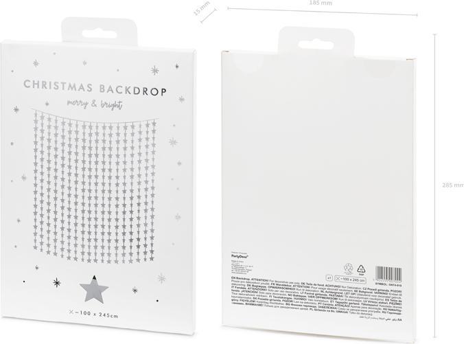 Productafbeelding Partydeco Feestgordijn - Sterren, Sidabrinis, 100x245cm (1 Stuk)