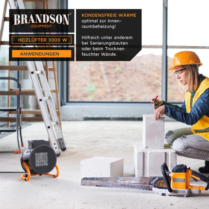 Produktbild Brandson Heizlüfter 3000 Watt, 3 kW Heizgebläse, Keramik Elektroheizgebläse für Baustelle, Keramikheizlüfter (3000 W)