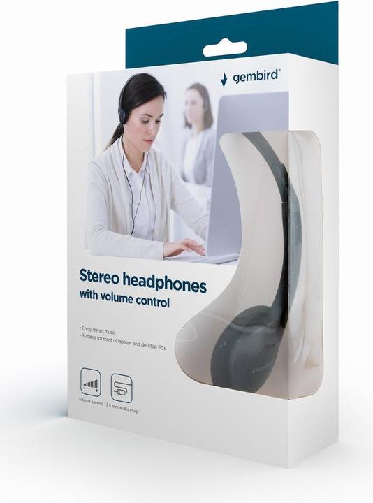 Produktbild Gembird MHP-123 Kopfhörer Ohraufliegend Kopfband Schwarz (Kabelgebunden)