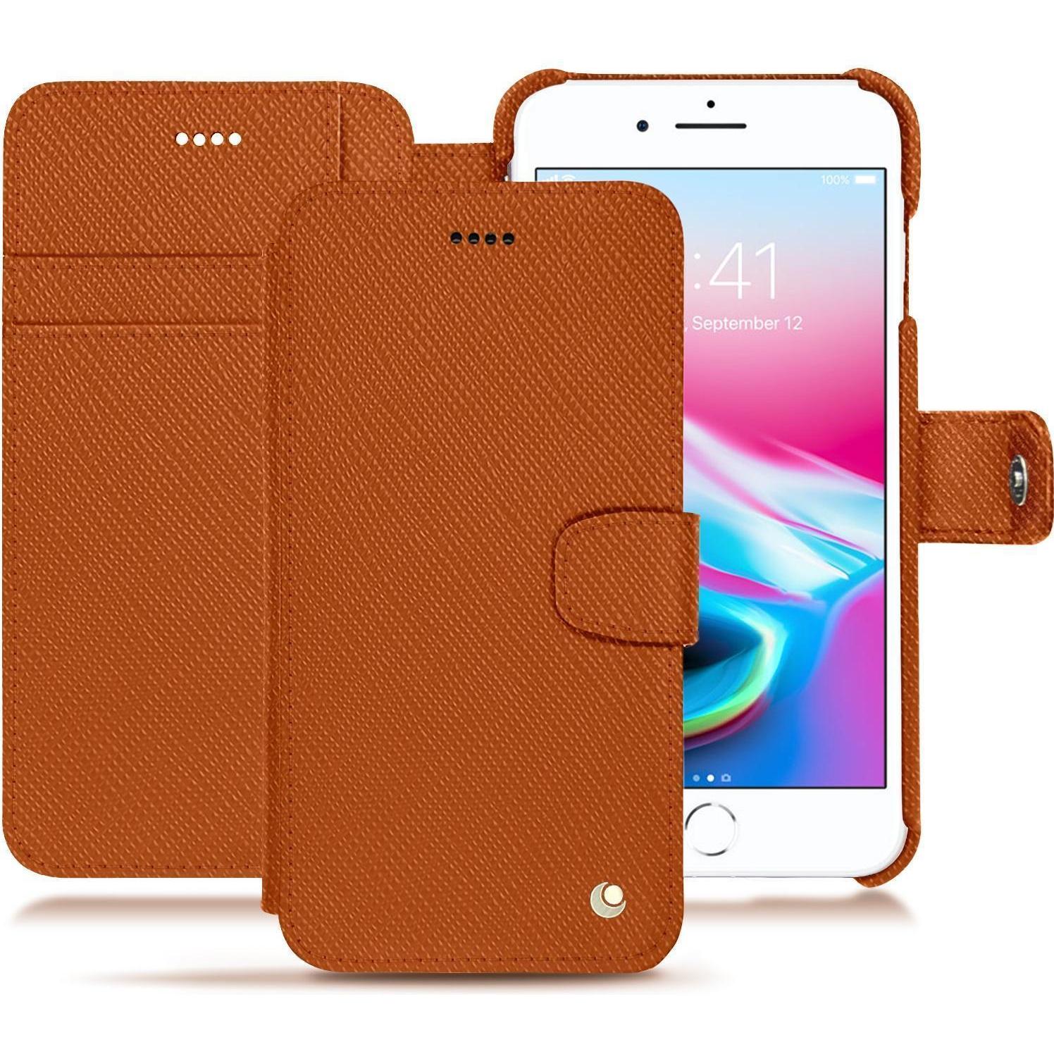 Noreve Lederschutzhülle (Apple iPhone 8 Plus), Smartphone Hülle, Orange