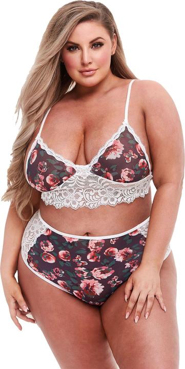 Actual product image Baci Grey Floral & Lace Bra Set Q (XL)