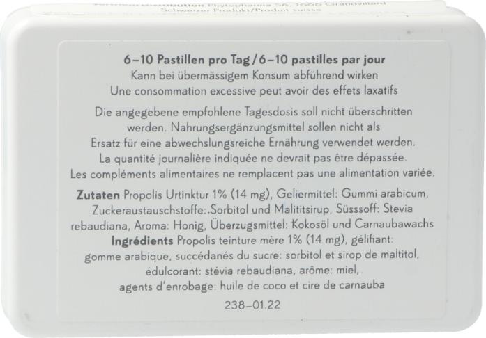 Valeurs nutritives et ingrédients Phytopharma Propolis (1 pièce(s), Pastilles, 55 g)