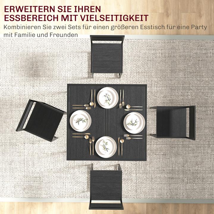 Image du produit Homcom Essgruppe Metall, MDF Schwarz (Panneau de bois MDF)
