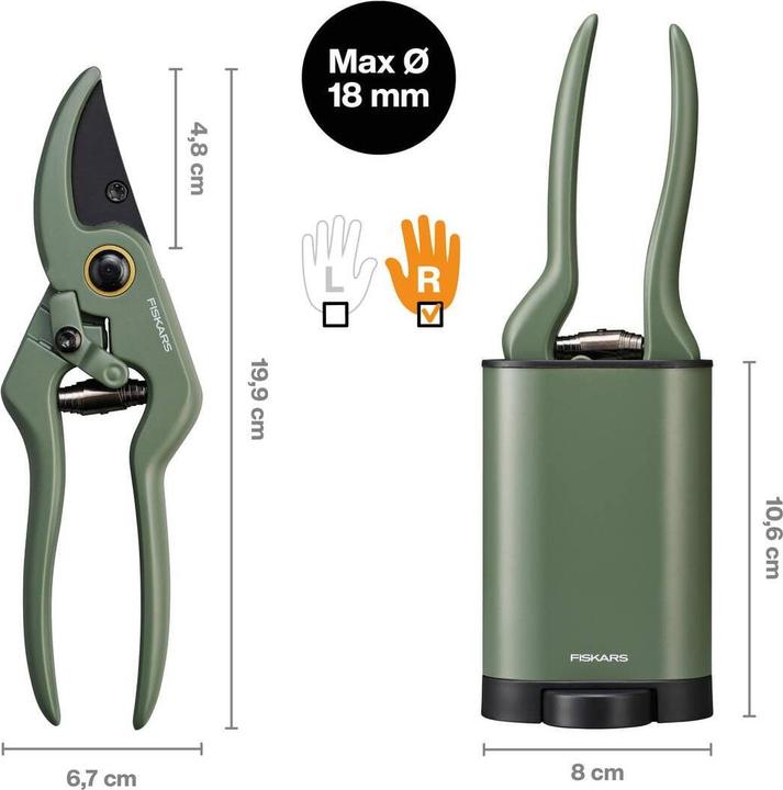 Actual product image Fiskars Plant care secateurs with container