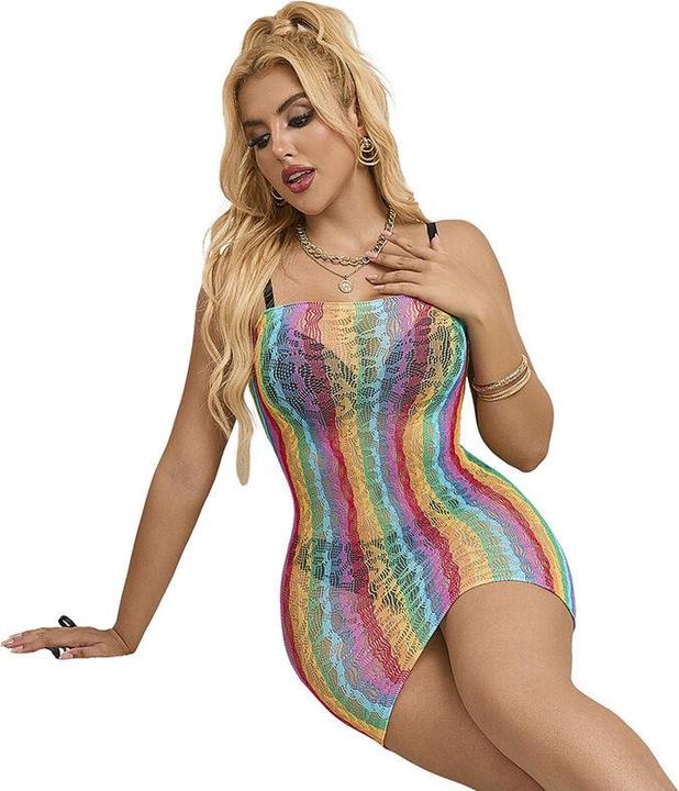 Actual product image Subblime 952457 Rainbow Off Shoulder Sleeveless Net Bodystocking One Size (One size)