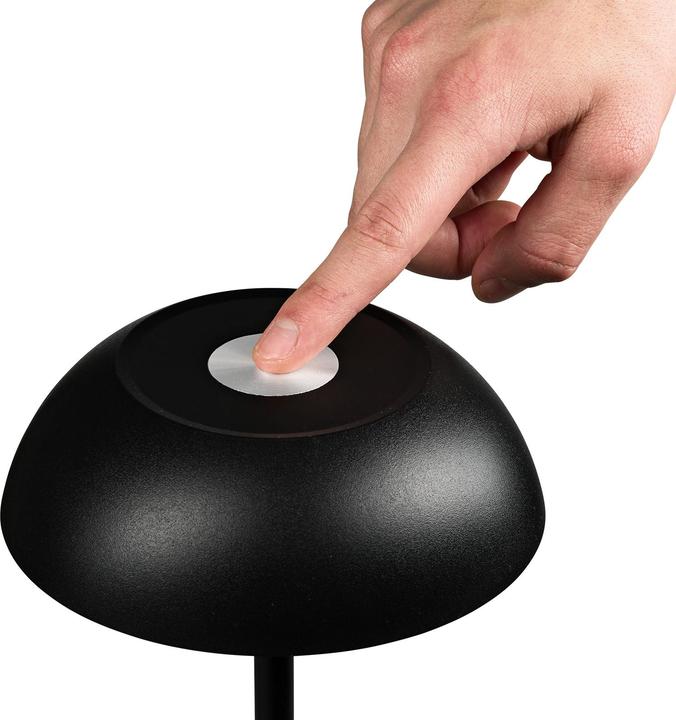 Actual product image Idena LED Tischleuchte Touch Tango Metall schwarz 15x33cm Akku USB dimmbar 3 Modi Innen