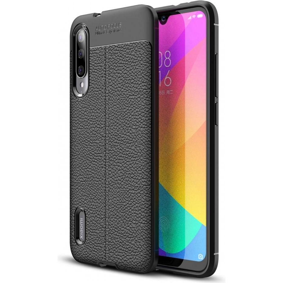 Screenguard Xiaomi Mi A3 Hülle Leather Design TPU Cover (Xiaomi Mi A3), Smartphone Hülle, Schwarz