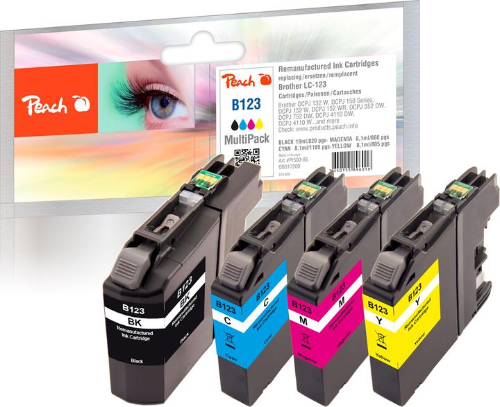 Produktbild Peach Spar Tintenpatronen, kompatibel zu LC-123 (BK, C, M, Y)