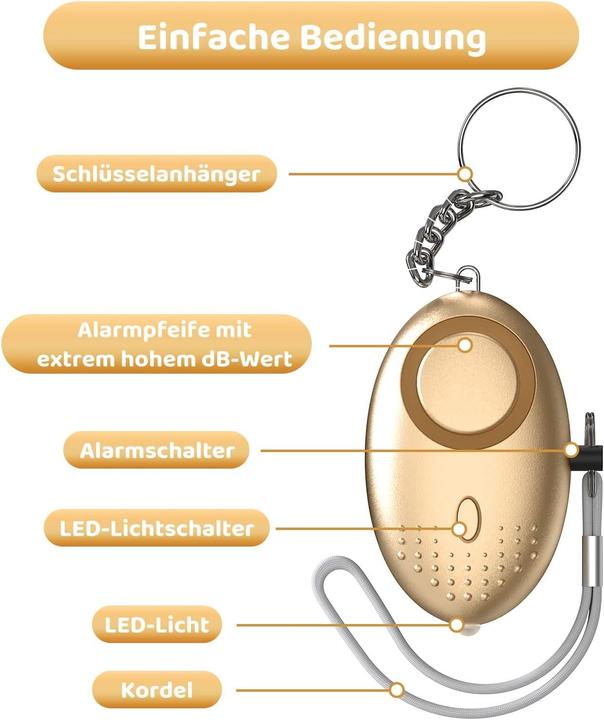 Produktbild Swissdetector 140db Personenalarm mit LED - Selbstverteidigung - Gold