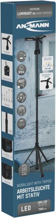 Produktbild Ansmann Arbeitsleuchte Triohead 7000R inkl. Tripod wiederaufladbar (7000 lm)