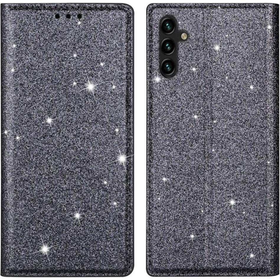 Cover-Discount Galaxy A54 - Flip Case Glitter grau (Samsung Galaxy A54 5G), Smartphone Hülle, Grau