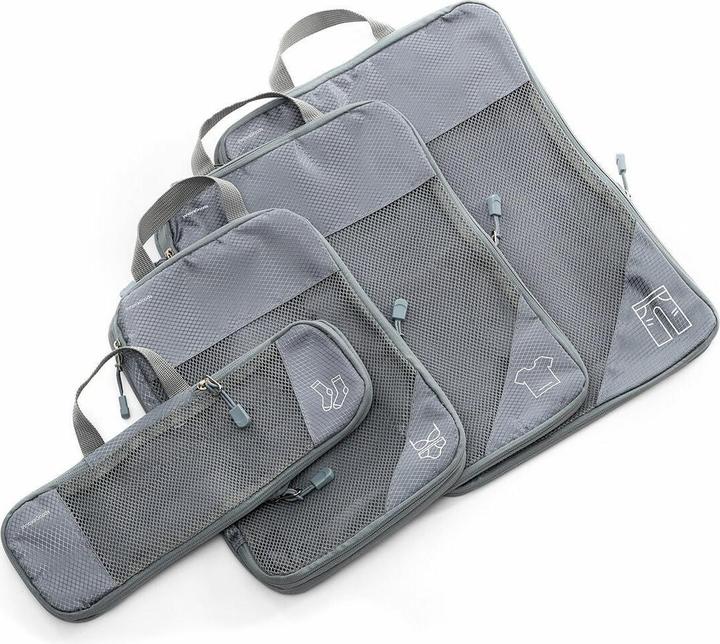 Immagine prodotto InnovaGoods Borse organizer per bagagli con funzione di compressione Compakube 4 pezzi (Sistema d'imballaggio)