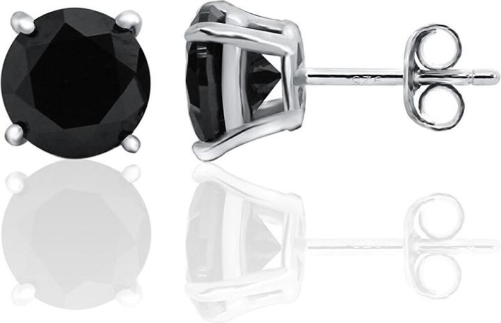 Produktbild Beneto Modern silver earrings studs withack zircons AGUP2256 (L)