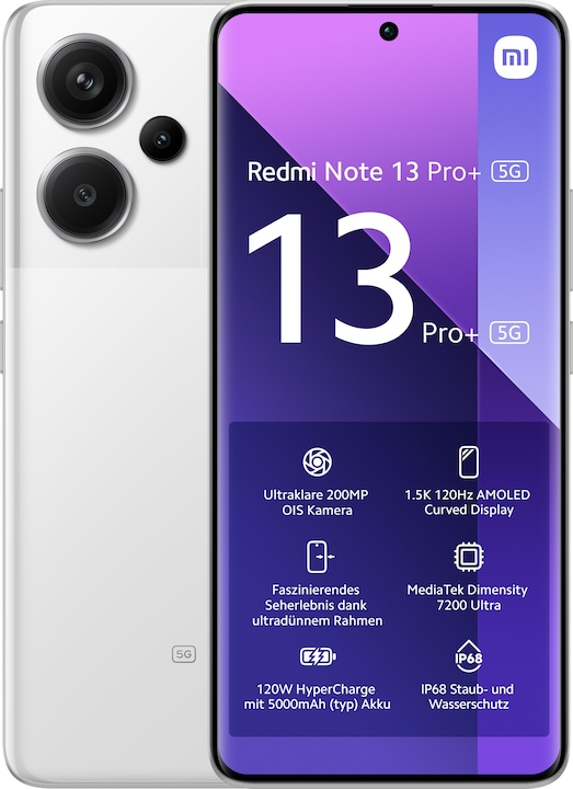 Xiaomi Redmi Note 13 Pro+ 5G (512 GB, Moonlight White, 6.67", Dual SIM, 200 Mpx, 5G)