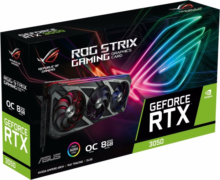 Actual product image ASUS ROG Strix GeForce RTX 3050 OC 8GB GDDR6 3xDP 1.4a 2xHDMI 2.1 (8 GB)