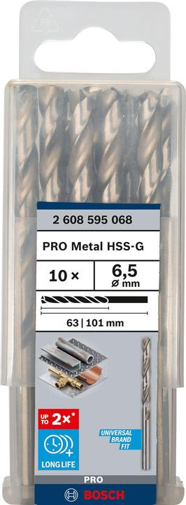 Actual product image Bosch Professional Zubehör PRO Metal HSS-G twist drill, 6.5 x 63 x 101 mm (6.5 mm)