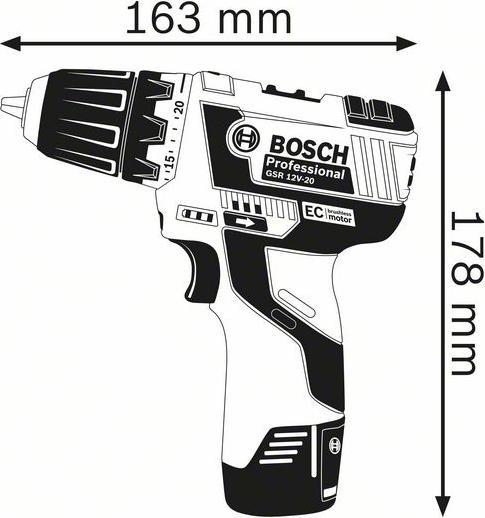 Produktbild Bosch Professional GSR 12V-20 Professional (Akkubetrieb)