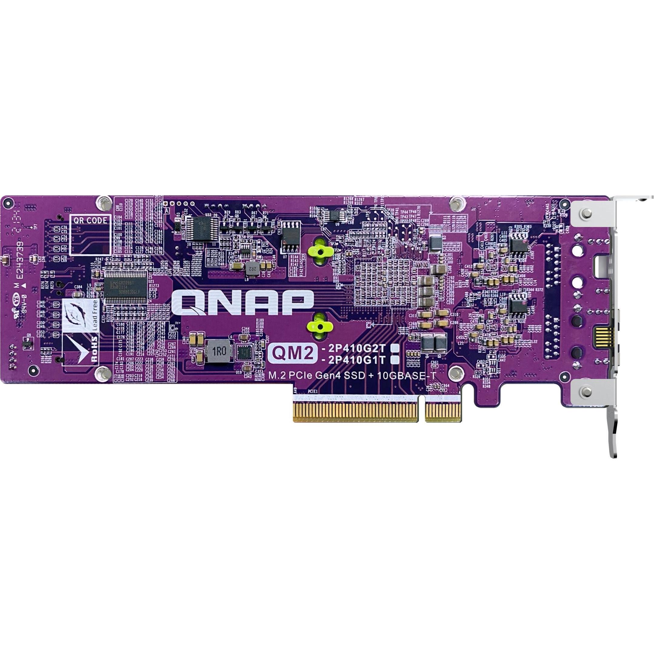 Thumbnail - QNAP Card QM2 series 2xPCIe 2280 M.2 SSD slots PCIe Gen4x8 1xAQC113C 10GbE NBASE-T port, NAS Zubehör